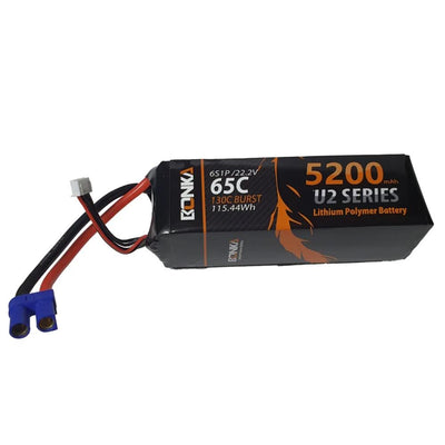 Bonka 5200mAh 6S 22.2V 65C/130C Light-Weight Lipo Battery for 7 to 10 inch Drones - EC5