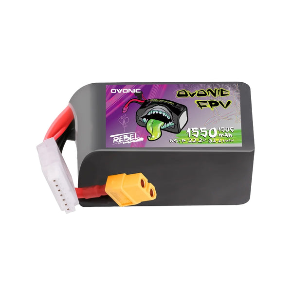 PRE-ORDER Ovonic Rebel 2.0 6S 1550mAh 150C 22.2V FPV Racing Freestyle Lipo Battery Pack - XT60