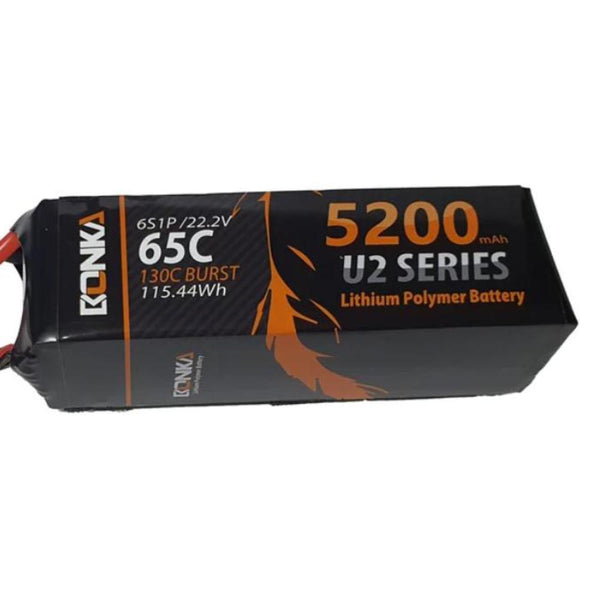 Bonka 5200mAh 6S 22.2V 65C/130C Light-Weight Lipo Battery for 7 to 10 inch Drones - EC5