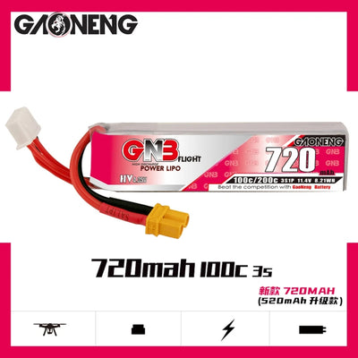 (PRE-ORDER) Gaoneng GNB 3S 720MAH 100C HV Li-Po Battery - XT30