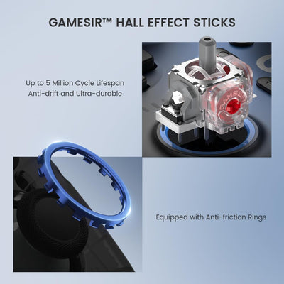 GameSir Super Nova Wireless Gaming Controller for PC/Switch/Switch 2/iOS/Android, 1000Hz Polling Rate, Hall Effect Stick & Trigger, Rubberized Grips, RGB Lighting, 1000mAh - Blue