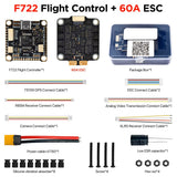 F7 Stack 60A with F722 Flight Controller and 60A ESC 3-6S - 30.5x30.5mm