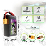 PRE-ORDER Ovonic Rebel 2.0 6S 1300mAh 130C 22.2V FPV Racing Freestyle Lipo Battery Pack - XT60