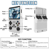 R36s 2026 New Retro Handheld Game Console Support 20+ Emulators 3.5” IPS Screen - 64GB White