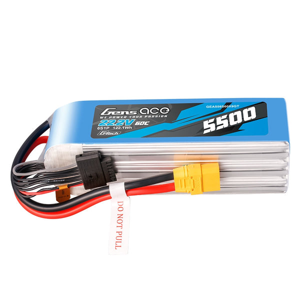 Gens Ace G-Tech 5500mAh 6S 22.2V 60C/120C Lipo Battery for 7 to 10 inch Drones - XT90