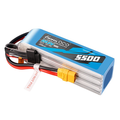 Gens Ace G-Tech 5500mAh 6S 22.2V 60C/120C Lipo Battery for 7 to 10 inch Drones - XT90