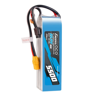 Gens Ace G-Tech 5500mAh 6S 22.2V 60C/120C Lipo Battery for 7 to 10 inch Drones - XT90