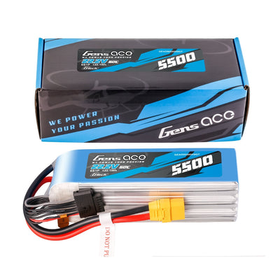 Gens Ace G-Tech 5500mAh 6S 22.2V 60C/120C Lipo Battery for 7 to 10 inch Drones - XT90