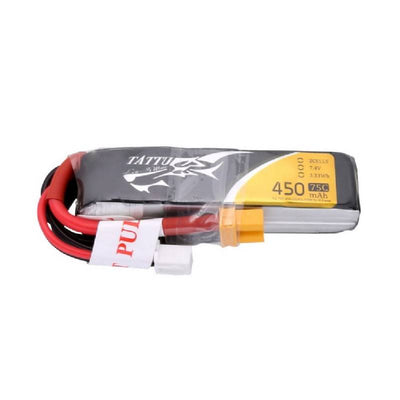 TATTU 450mAh 2s 75c Lipo Battery - Long - XT30